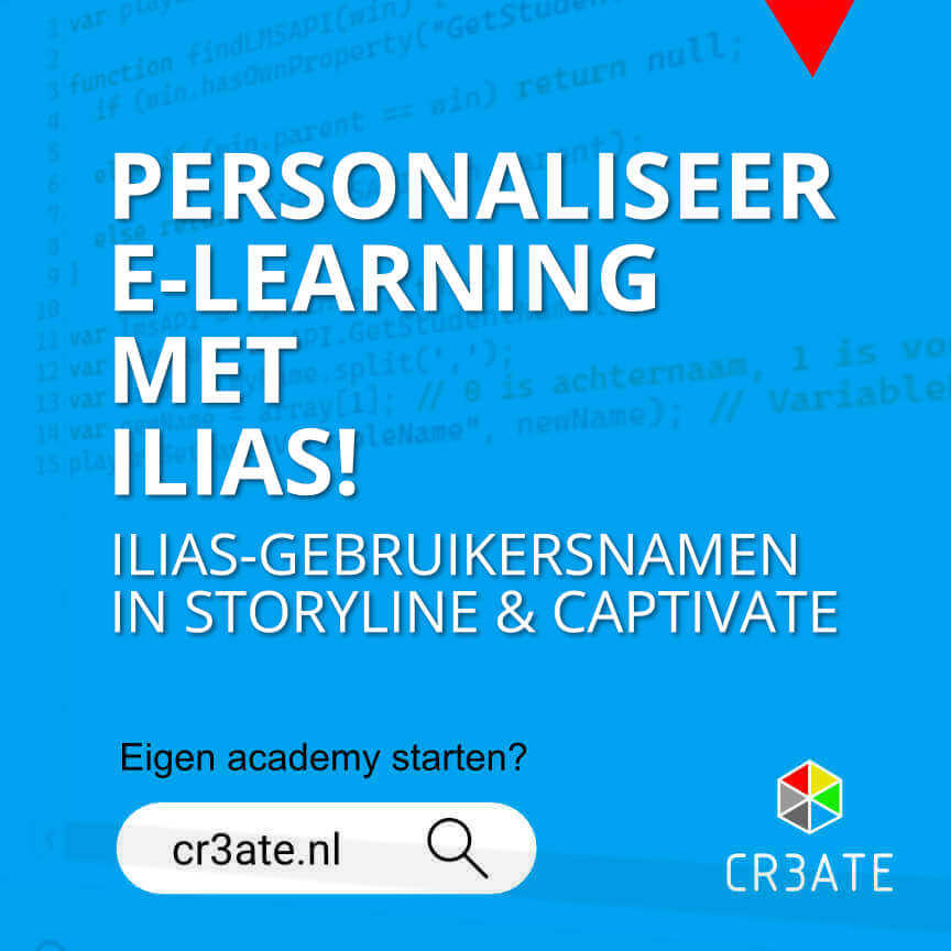 JavaScript code om ILIAS-gebruikersnamen te integreren in Storyline en Captivate e-learning modules.